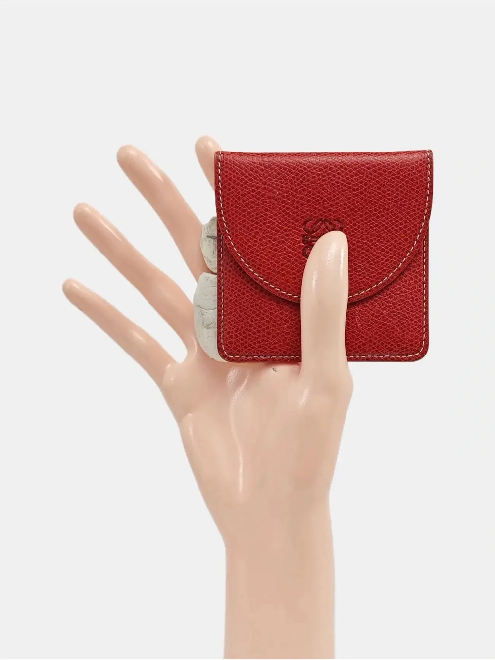 Loewe Red Textured Leather Compact Wallet